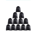 KUUQA 11Pcs Drawstring Backpack Bags Bulk with Zipper Pocket and Headphone Hole（Black）