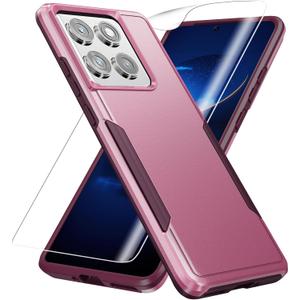 for Motorola Edge 2025 Case, with HD Screen Protector [Military Grade Drop Tested] Heavy-Duty Tough Rugged Shockproof Protective Case for Moto Edge 2025 (Pink)