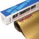 PU Heat Transfer Vinyl 12"10ft Roll Gold HTV for Cricut, Silhouette, Iron On T-Shirts, Bags & DIY Projects Durable, Easy to Cut & Weed Soft Finish (Gold, 12"x10ft)