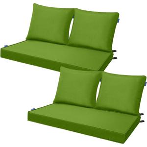 Outdoor Loveseat Cushion Set 44''x24'', Outdoor Cushions for Patio Furniture with Fastness Cover, Water Repellent Outdoor Seat Cushion and Couch Back Cushions for Bench, Swing (Grass Green, 2 Sets)
