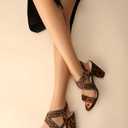 Trary Chunky Heels - Black, Red, Brown Sandals for Women's Homecoming & Prom - Comfortable High Heels with Elastic Ankle Strap (8, Leopard)