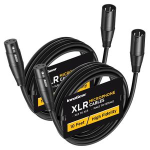InnoGear XLR Microphone Cables, 10 Feet 2 Pack Oxygen-Free Copper Male to Female 3-Pin Balanced XLR Mic Cables Cord for Speaker Podcast Audio Mixer DMX Effector Amplifier Sound Card, Black