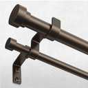 Double Curtain Rod, 1 Inch Bronze Long Dual Curtain Rods 84 to 120 Inch with Aluminium Modern End Cap Finial, Adjustable Heavy Duty Window Treatment Rod, Telescopic Metal Double Drapery Pole Set 36-120