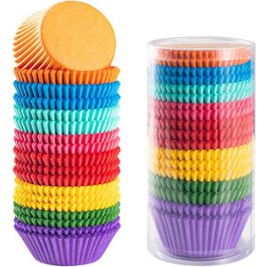 Gifbera Bright Rainbow Standard Cupcake Liners Solid Colorful Paper Baking Cups 400-Count (Standard Size)