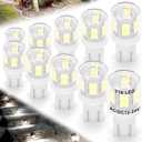 12V T5 T10 Wedge Base LED Bulbs 2 Watt Replace 11W 18W Incandecent Bulbs 300lm 6000K Daylight White 194 921 LED Bulb for RV Camper Marine Boat Ceiling Dome Landscape Stair Step Path Lights, 10 Pack