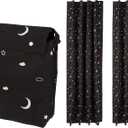Amazon Basics Portable Blackout Curtain Shade with Suction Cups for Window, Noise Reducing, Energy Saving, 50"W x 78"L, Moon and Stars, 2-Pack