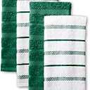 KitchenAid Albany Kitchen Towel 4-Pack Set, Green/White, 16"x26"