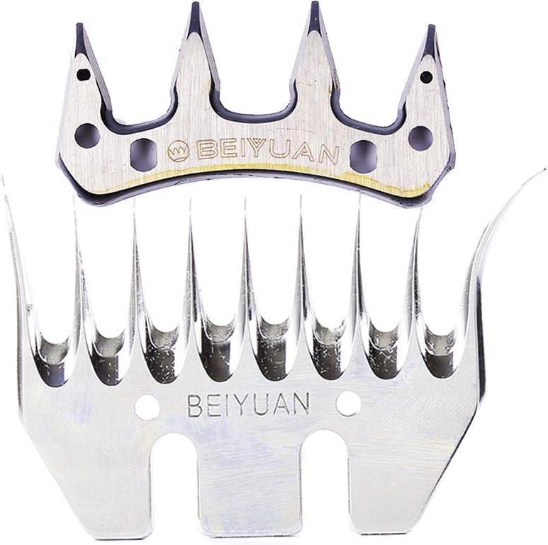 Sheep Shears Blades 9-Tooth Wool Shearing Comb and Cutter Blade Set for Alpaca Goats Wool Cutter Grooming Trimmer(9T Scimitar+Front Blade)