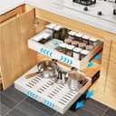 Pull Out Cabinet Organizer, Expandable(12.4"-20.5") Pull Out Drawers for Cabinets, Adjustable Adhesive Slide Out Drawers for Kitchen Cabinets, Cabinet Pull Out Shelves for Kitchen, Pantry (White)