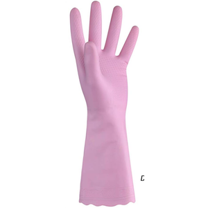 HSL Household Cleaning Gloves - Reusable Kitchen Dishwashing Gloves with Latex Free, Cotton lining, Waterproof, Non-Slip (Large, 1 Pair) (Pink)