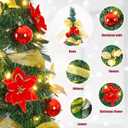 Decoway Pre Lit Pre Decorated Christmas Tree Pop Up with Remote Control, with Warm White & Colorful LED Lights,Holiday Party Decorations,Red Gold (6FT, Surround Ribbon)