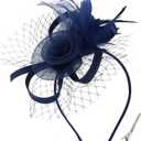 Fascinators Hats for Women Tea Party Hat with Feather Fascinator Hat Headband Derby Hats for Women Girls Tea Party (Blue)