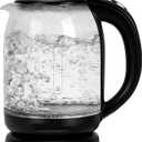 Household Electric Kettle, All 304 Stainless steel and No Plastic Contact, Automatic Shut-off,Borosilicate glass Visual Boiling, 2.0L Water Boiler & Tea Kettle Perfect For Tea & Coffee (Black)