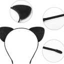 Snwquik 3 PCS Cat Ears Headband with Tail and Bell Choker,Cat Costumes Accessories for Adults Women Halloween Dress Up Party Set (Black)