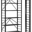 Himix 6 Tier Foldable Storage Shelves, Expandable Folding Bookshelf with Wheels, Changeable into 2 Shelf Units, Collapsible Adjustable Storage Rack Metal Shelves for Garage, Kitchen, Black