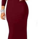 YMDUCH Women's Sexy Elegant Long Sleeve Off Shoulder Bodycon Long Evening Formal Dress, XL