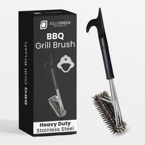 Jolly Green Products Heavy Duty Grill Brush for Outdoor Grill – Safe Grill Brush Designed by Firefighter | Barbecue Grill Brush & BBQ Brushes for Grill Cleaner | Durable & Safe for All Grates