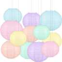 12 PCS Colorful Hanging Paper Lanterns Pastel 10 In Macaron-colored Neon Chinese Paper Lanterns Party Decorations for Classroom Baby Shower Wedding Birthday Valentine's Day (Macaron)