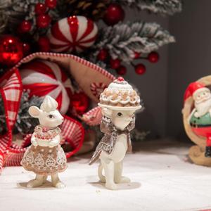 Braxio Indoor Christmas Gingerbread Mouse Figurine Set of 2 for Christmas, Festive Tabletop Decor, Cookie Ornament, Collectible Holiday Decorations for Christmas Tree, Mantel, Shelf (Mingerbread Mice)