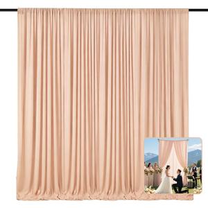 2 Panels Champagne Backdrop Curtain, 10 x 7 Feet Polyester Background Curtains for Parties, Weddings, Baby Showers, Halloween, Christmas, Birthday Party Photoshoot Backdrop Curtains Decorations