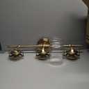 3-Light Brushed Gold Vanity Lights, E26 Modern Bathroom Light Fixtures with Clear Glass Shade, Wall Lamps for Mirror Kitchen Hallway Cabinet Living Room Sconces Lights