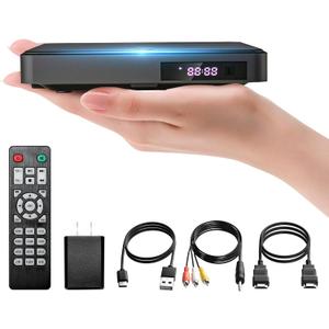 Arafuna DVD Players for TV HDMI Small DVD Player with All Region Free, 1080P HD Mini DVD Player for Smart TV Support CD/DVD USB/TF Card, Remote Control, PAL/NTSC Plays and Multiple Formats (6 inch)