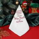 2 x Cotton Christmas Handkerchiefs, Embroidered Holiday Handkerchiefs, Handkerchief Gifts with Blessings for Men & Women