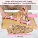 2025 Upgrade Bread Knife for Homemade Bread, Worlds 1st Double Serrated Knife with 5 Thickness Adjustable Slicing Guide, Stainless Steel Bread Cutter, Razor Sharp for Sourdough, Pink
