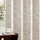 jinchan Blackout Curtains for Bedroom, Beige Scroll Floral Patterned Curtains 84 Inch Length for Living Room, Farmhouse Vintage Art Deco Drapes, Thermal Insulated Window Curtains Grommet 2 Panels