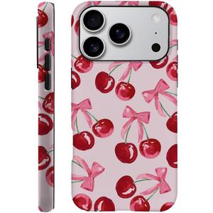 DAIZAG Case Compatible with iPhone 17 Pro,Fit Shockproof Cover for Women Girls,Pink Ribbon Bow Cherry Colorful