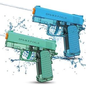2 Pack Water Gun for Kids - Squirt Guns Water Blaster Soaker Water Pistol Toys for Toddlers Child Boys Girls, Ideal Summer Gifts for Swimming Pool Beach Party Outdoor Water Fighting Toy (3-Blue+Green)