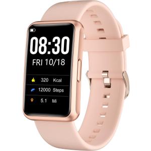 Fitness Tracker No Bluetooth No APP/Phone Required, Fitness Watch for Men Women Parents Pedometer Watch with Sleep Tracker Steps Counter Alarm Clocks IP68 Waterproof (Pink)