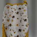 Slohif Bee Mini Oven Mitts Set  Yellow Extended Short Heat Resistant Kitchen Gloves for Women, 100% Cotton Oven Mitts with Silicone Grips, Non-Slip and Thick Durable for Cooking & Baking