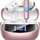 Wireless Earbuds, Bluetooth 5.4 Headphones with 4 ENC Noise Cancelling Mic, 45Hrs Playtime Bluetooth Earphones HiFi Stereo Deep Bass, in Ear Earbuds IP7 Waterproof, Wireless Headphones Rose Gold
