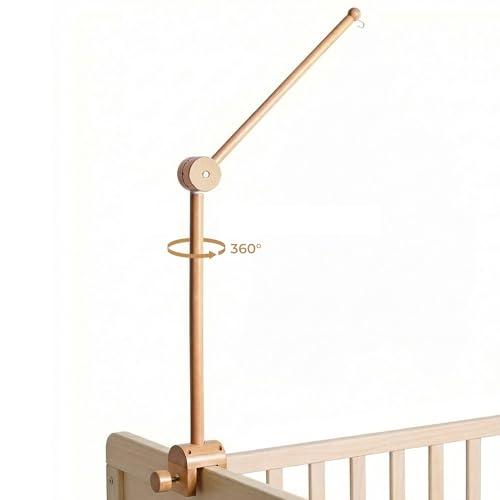 let's make Baby Crib Mobile Arm - Wooden Baby Mobile Crib Holder Height Adjustable for Hanging Baby Crib Attachment for Nursery Decor