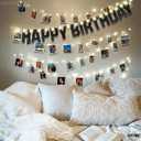 KatchOn, Glitter Black Happy Birthday Banner Light Up - Prestrung, 10 Feet | Light Up Happy Bday Sign | Happy Birthday Decorations for Men, Women, Boys, Girls | Halloween Birthday Party Decorations