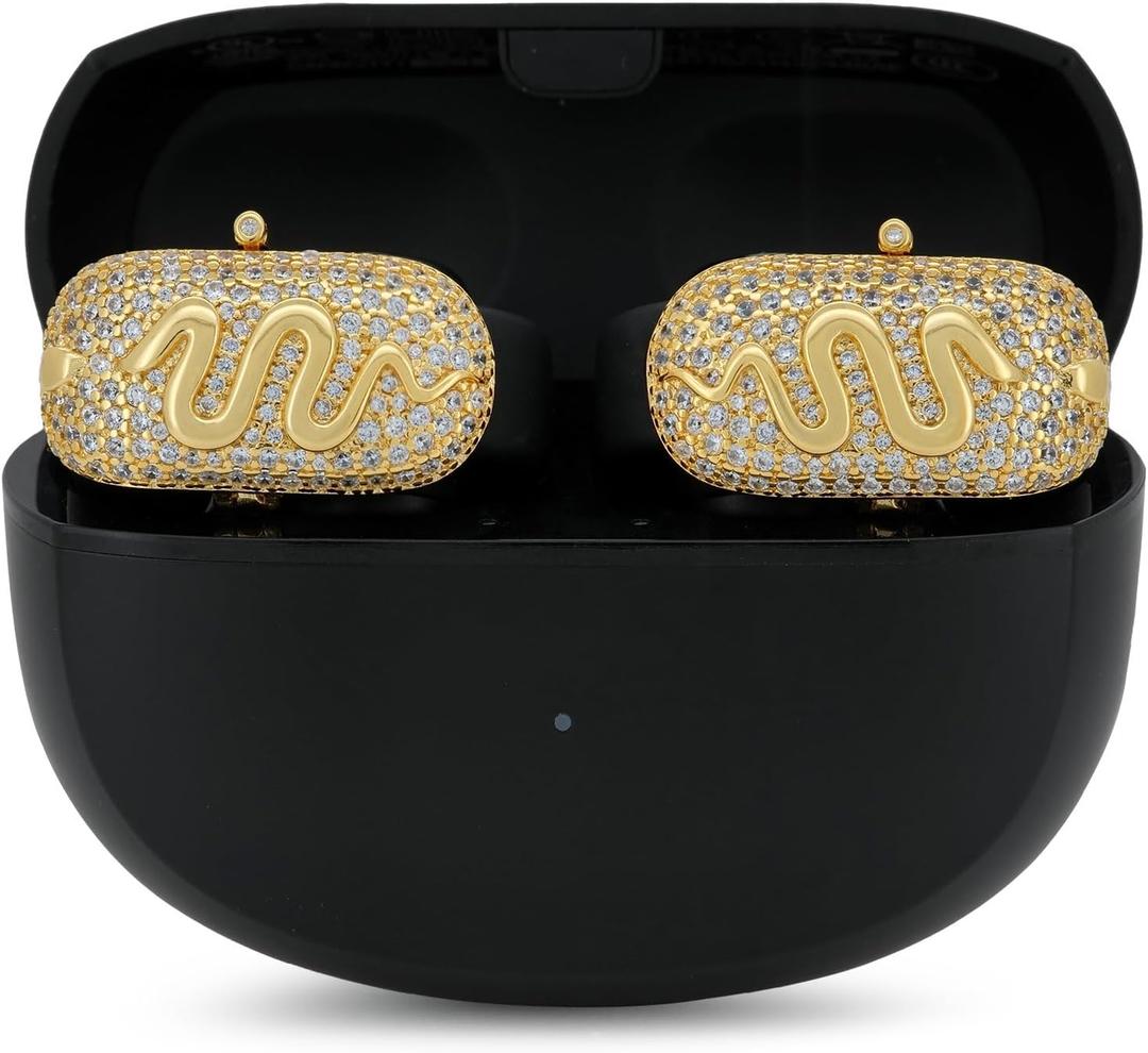 Snake Protective Cover for Bose Ultra Open Earbuds, Made with AAAAA Cubic Zirconia Stones, Easy to Remove, Includes Carrying Box