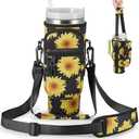 BULKITEM Sunflower Water Bottle Carrier Bag w/Phone Pocket for Stanley 30oz Tumbler with Handle, Sunflower Insulated Neoprene Cup Holder Pouch for Stanley Cup Accessories, Sunflower Gifts for Women