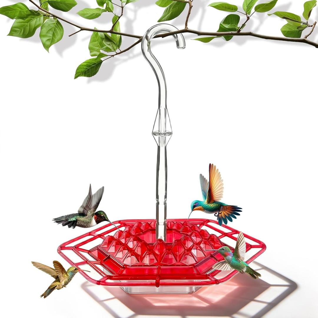 Hummingbird Feeders for Outdoors Hanging with 30 Feeding Ports Saucer Humming Bird Feeder Bee-Proof Leak-Proof No Drip, Easy to Clean and Refill