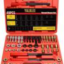 49 PCS Thread Chaser Set Thread Repair Kit Tool Set, UNC UNF & Metric Thread Cleaner with Taps, Dies, and Files, Rethreading Repair for Automotive Wheel Stud Spark Plug Engine Standard Screw