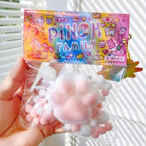 Taba Squishy Cat Paw Squeeze Toys, Kawaii Squishies PVC Sensory Toys, Stress Relieving Fur Ball OPP Packaging Gifts, Easter Basket Stuffers for Kids, Fidget Toy Novelty Things for Kids Teenage (White)
