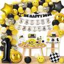 One Happy Dude Birthday Decorations - Happy Face Party Supplies, Cool Dude Balloons Arch Decor for First Birthday Idea for Baby Boys and Girls