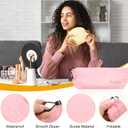 2 x uxcell Makeup Brush Holder Bags, Small Travel Make Up Brush Cosmetics Pouch Pencil Organizer Bag for Home Office Travel Organization, Pink
