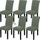 Easy-Going 100% Waterproof Dining Room Chair Cover Set of 6, Stretch Jacquard Parson Chair Slipcover Removable Washable Chair Protector for Home, Restaurant, Banquet (XLarge, Grayish Green)