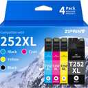 ZIPRINT 252XL Ink Cartridges Combo Pack Remanufactured Replacement for Epson 252 Ink Cartridges for WorkForce WF-3620 WF-3640 WF-7110 WF-7610 WF-7620 WF-7710 WF-7720, Black Cyan Magenta Yellow, 4-Pack