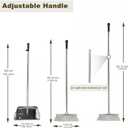 Metal Dustpan with Broom Set, Long Handle Stainless Steel Dustpan,Heavy Duty Standing Dust Pan with Teeth, Indoor Outdoor Up for Home Kitchen Lobby Room Office