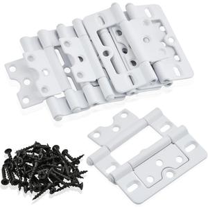 10 Pack White Shutter Hinges,3 Inch Non Mortise Hinge, Screen Door Hinges Easy to Install, Screen Door Hinge with Screws for Cabinet