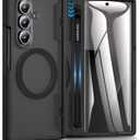 Caka for Samsung Galaxy Z Fold 7 Case [Compatible with MagSafe] [Hinge Protection] [Built-in Screen Protector] [Pen-Slot] Translucent Hard Shockproof Magnet Phone Cover for Zfold 7 - Black