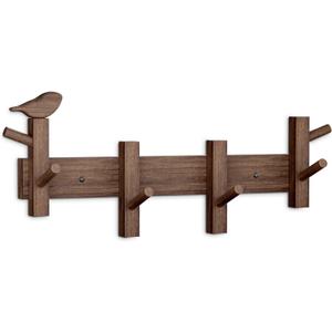 Coat Rack Wall MountSolid Acacia Wall Mounted Coat Rack with 4+2 Heavy Duty Wall Hooks for Hanging CoatsBackpacksTowelsetc. Coat Hooks Wall Mount for Entryway, Bathroom,etc