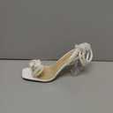 DREAM PAIRS Stiletto Bow Heels for Women Strappy Sparkly Rhinestone Square Toe Clear Crystal High Sandals for Party Wedding (10, White-pearl)